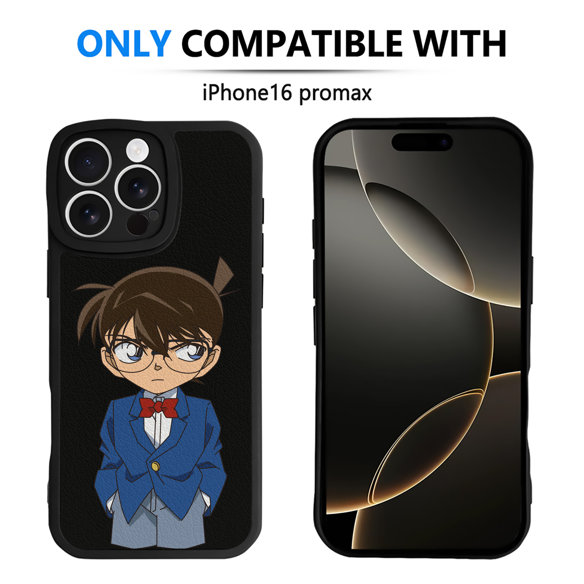 （画像用） 名探偵コナン 江戸川 コナン Detective Conan Conan Edogawa 【iPhone 16シリーズ対応】シリコンスマホケース（レザー調） 材質：シリコン